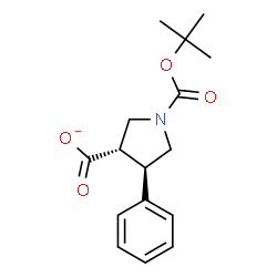 ChemSpider 2D Image | (3S,4R)-1-{[(2-Methyl-2-propanyl)oxy]carbonyl}-4-phenyl-3-pyrrolidinecarboxylate | C16H20NO4