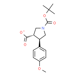 ChemSpider 2D Image | (3S,4R)-4-(4-Methoxyphenyl)-1-{[(2-methyl-2-propanyl)oxy]carbonyl}-3-pyrrolidinecarboxylate | C17H22NO5