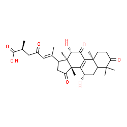 ChemSpider 2D Image | (5xi,7beta,12beta,17xi,20E,25S)-7,12-Dihydroxy-3,11,15,23-tetraoxolanosta-8,20(22)-dien-26-oic acid | C30H40O8