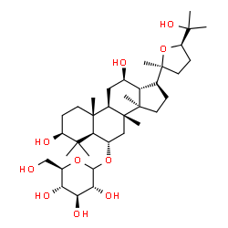 ChemSpider 2D Image | (3beta,6alpha,12beta,24R)-3,12,25-Trihydroxy-20,24-epoxydammaran-6-yl D-glucopyranoside | C36H62O10