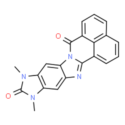 ChemSpider 2D Image | 10,12-Dimethyl-10,12-dihydro-7H,11H-benzo[de]imidazo[4',5':5,6]benzimidazo[2,1-a]isoquinoline-7,11-dione | C21H14N4O2