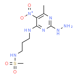 ChemSpider 2D Image | N-{3-[(2-Hydrazino-6-methyl-5-nitro-4-pyrimidinyl)amino]propyl}methanesulfonamide | C9H17N7O4S