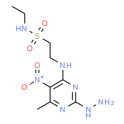 ChemSpider 2D Image | N-Ethyl-2-[(2-hydrazino-6-methyl-5-nitro-4-pyrimidinyl)amino]ethanesulfonamide | C9H17N7O4S