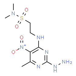 ChemSpider 2D Image | 2-[(2-Hydrazino-6-methyl-5-nitro-4-pyrimidinyl)amino]-N,N-dimethylethanesulfonamide | C9H17N7O4S