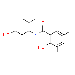 ChemSpider 2D Image | 2-Hydroxy-N-(1-hydroxy-4-methyl-3-pentanyl)-3,5-diiodobenzamide | C13H17I2NO3