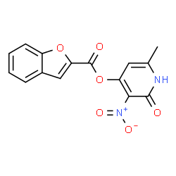 ChemSpider 2D Image | 6-Methyl-3-nitro-2-oxo-1,2-dihydro-4-pyridinyl 1-benzofuran-2-carboxylate | C15H10N2O6