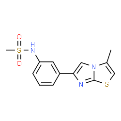 ChemSpider 2D Image | N-[3-(3-Methylimidazo[2,1-b][1,3]thiazol-6-yl)phenyl]methanesulfonamide | C13H13N3O2S2