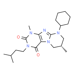 ChemSpider 2D Image | (7S)-9-Cyclohexyl-1,7-dimethyl-3-(3-methylbutyl)-6,7,8,9-tetrahydropyrimido[2,1-f]purine-2,4(1H,3H)-dione | C21H33N5O2