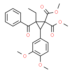 ChemSpider 2D Image | Dimethyl 2-benzoyl-3-(3,4-dimethoxyphenyl)-2-ethyl-1,1-cyclopropanedicarboxylate  | C24H26O7