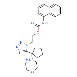 ChemSpider 2D Image | 4-[1-(1-{2-[(1-Naphthylcarbamoyl)oxy]ethyl}-1H-tetrazol-5-yl)cyclopentyl]morpholin-4-ium | C23H29N6O3