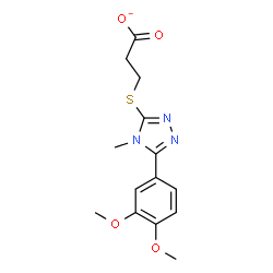 ChemSpider 2D Image | 3-{[5-(3,4-Dimethoxyphenyl)-4-methyl-4H-1,2,4-triazol-3-yl]sulfanyl}propanoate | C14H16N3O4S