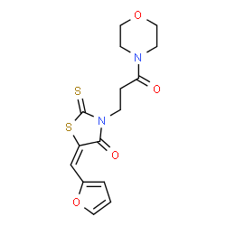 ChemSpider 2D Image | (5E)-5-(2-Furylmethylene)-3-[3-(4-morpholinyl)-3-oxopropyl]-2-thioxo-1,3-thiazolidin-4-one | C15H16N2O4S2