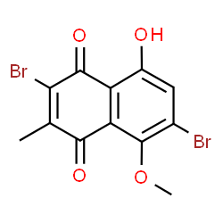 ChemSpider 2D Image | 2,6-Dibromo-8-hydroxy-5-methoxy-3-methyl-1,4-naphthoquinone | C12H8Br2O4