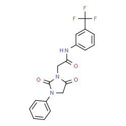 ChemSpider 2D Image | 2-(2,5-Dioxo-3-phenyl-1-imidazolidinyl)-N-[3-(trifluoromethyl)phenyl]acetamide | C18H14F3N3O3