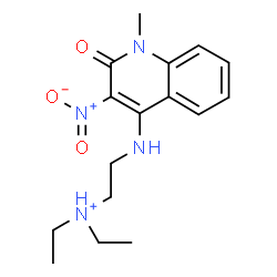ChemSpider 2D Image | N,N-Diethyl-2-[(1-methyl-3-nitro-2-oxo-1,2-dihydro-4-quinolinyl)amino]ethanaminium | C16H23N4O3