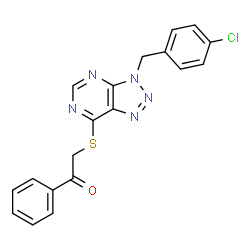 ChemSpider 2D Image | 2-{[3-(4-Chlorobenzyl)-3H-[1,2,3]triazolo[4,5-d]pyrimidin-7-yl]sulfanyl}-1-phenylethanone | C19H14ClN5OS
