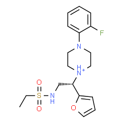 ChemSpider 2D Image | 1-[(1S)-2-[(Ethylsulfonyl)amino]-1-(2-furyl)ethyl]-4-(2-fluorophenyl)piperazin-1-ium | C18H25FN3O3S