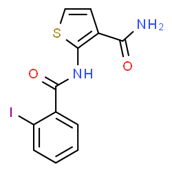 ChemSpider 2D Image | 2-[(2-Iodobenzoyl)amino]-3-thiophenecarboxamide | C12H9IN2O2S