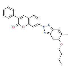 ChemSpider 2D Image | 7-(5-Butoxy-6-methyl-benzotriazol-2-yl)-3-phenyl-chromen-2-one | C26H23N3O3
