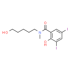 ChemSpider 2D Image | 2-Hydroxy-N-(5-hydroxypentyl)-3,5-diiodo-N-methylbenzamide | C13H17I2NO3