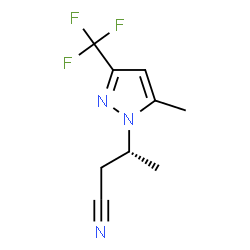 ChemSpider 2D Image | (3R)-3-[5-Methyl-3-(trifluoromethyl)-1H-pyrazol-1-yl]butanenitrile | C9H10F3N3
