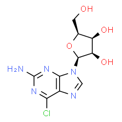 ChemSpider 2D Image | 6-Chloro-9-(beta-L-lyxofuranosyl)-9H-purin-2-amine | C10H12ClN5O4