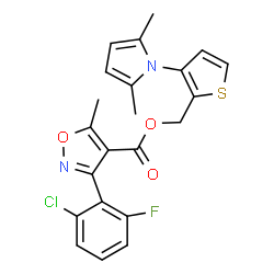 ChemSpider 2D Image | (3-(2,5-Dimethyl-1H-pyrrol-1-yl)-2-thienyl)methyl 3-(2-chloro-6-fluorophenyl)-5-methyl-4-isoxazolecarboxylate | C22H18ClFN2O3S