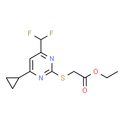 ChemSpider 2D Image | ethyl {[4-cyclopropyl-6-(difluoromethyl)pyrimidin-2-yl]thio}acetate | C12H14F2N2O2S