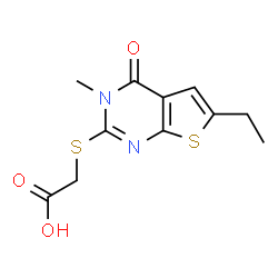 ChemSpider 2D Image | 2-({6-ethyl-3-methyl-4-oxo-3H,4H-thieno[2,3-d]pyrimidin-2-yl}sulfanyl)acetic acid | C11H12N2O3S2
