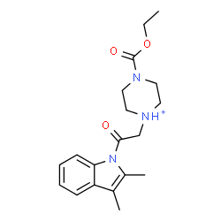 ChemSpider 2D Image | 1-[2-(2,3-Dimethyl-1H-indol-1-yl)-2-oxoethyl]-4-(ethoxycarbonyl)piperazin-1-ium | C19H26N3O3