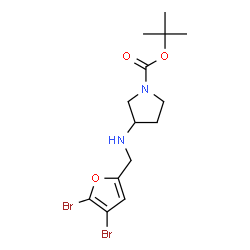 ChemSpider 2D Image | 2-Methyl-2-propanyl 3-{[(4,5-dibromo-2-furyl)methyl]amino}-1-pyrrolidinecarboxylate | C14H20Br2N2O3