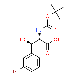 ChemSpider 2D Image | (betaR)-3-Bromo-beta-hydroxy-N-{[(2-methyl-2-propanyl)oxy]carbonyl}-L-phenylalanine | C14H18BrNO5