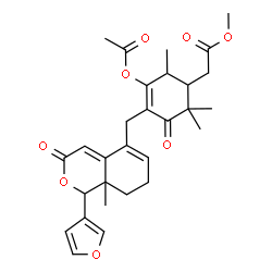 ChemSpider 2D Image | Methyl (3-acetoxy-4-{[1-(3-furyl)-8a-methyl-3-oxo-3,7,8,8a-tetrahydro-1H-isochromen-5-yl]methyl}-2,6,6-trimethyl-5-oxo-3-cyclohexen-1-yl)acetate | C29H34O8