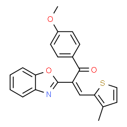 ChemSpider 2D Image | (2Z)-2-(1,3-Benzoxazol-2-yl)-1-(4-methoxyphenyl)-3-(3-methyl-2-thienyl)-2-propen-1-one | C22H17NO3S