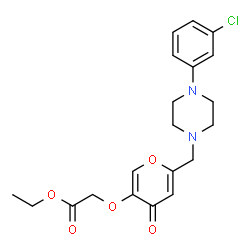 ChemSpider 2D Image | Ethyl [(6-{[4-(3-chlorophenyl)-1-piperazinyl]methyl}-4-oxo-4H-pyran-3-yl)oxy]acetate | C20H23ClN2O5