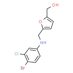 ChemSpider 2D Image | (5-{[(4-Bromo-3-chlorophenyl)amino]methyl}-2-furyl)methanol | C12H11BrClNO2