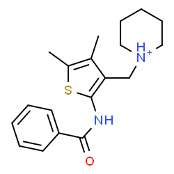 ChemSpider 2D Image | 1-{[2-(Benzoylamino)-4,5-dimethyl-3-thienyl]methyl}piperidinium | C19H25N2OS