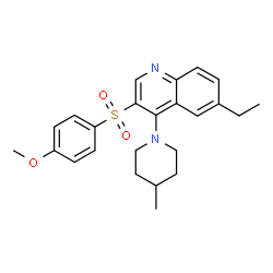 ChemSpider 2D Image | 6-Ethyl-3-[(4-methoxyphenyl)sulfonyl]-4-(4-methyl-1-piperidinyl)quinoline | C24H28N2O3S