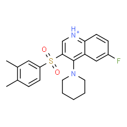 ChemSpider 2D Image | 3-[(3,4-Dimethylphenyl)sulfonyl]-6-fluoro-4-(1-piperidinyl)quinolinium | C22H24FN2O2S