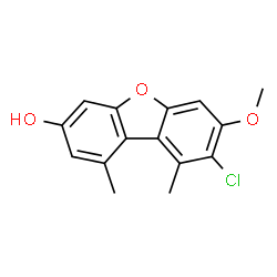ChemSpider 2D Image | 8-Chloro-7-methoxy-1,9-dimethyl-dibenzofuran-3-ol | C15H13ClO3