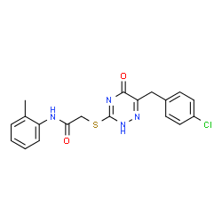 ChemSpider 2D Image | 2-{[6-(4-Chlorobenzyl)-5-hydroxy-1,2,4-triazin-3-yl]sulfanyl}-N-(2-methylphenyl)acetamide | C19H17ClN4O2S