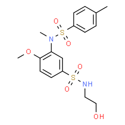 ChemSpider 2D Image | N-(2-Hydroxyethyl)-4-methoxy-3-{methyl[(4-methylphenyl)sulfonyl]amino}benzenesulfonamide | C17H22N2O6S2