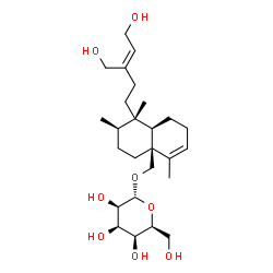 ChemSpider 2D Image | [(1S,2R,4aS,8aR)-1-[(3Z)-5-Hydroxy-3-(hydroxymethyl)-3-penten-1-yl]-1,2,5-trimethyl-1,3,4,7,8,8a-hexahydro-4a(2H)-naphthalenyl]methyl alpha-L-talopyranoside | C26H44O8