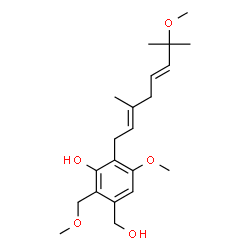 ChemSpider 2D Image | 3-Hydroxymethyl-5-methoxy-6-(7-methoxy-3,7-dimethyl-octa-2,5-dienyl)-2-methoxymethyl-phenol | C21H32O5