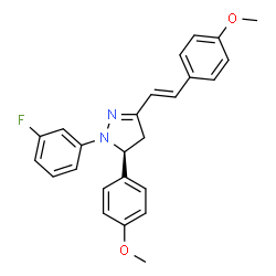 ChemSpider 2D Image | (5S)-1-(3-Fluorophenyl)-5-(4-methoxyphenyl)-3-[(E)-2-(4-methoxyphenyl)vinyl]-4,5-dihydro-1H-pyrazole | C25H23FN2O2