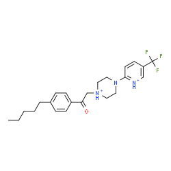ChemSpider 2D Image | 1-[2-Oxo-2-(4-pentylphenyl)ethyl]-4-[5-(trifluoromethyl)-2-pyridiniumyl]piperazin-1-ium | C23H30F3N3O