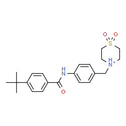 ChemSpider 2D Image | 4-(4-{[4-(2-Methyl-2-propanyl)benzoyl]amino}benzyl)thiomorpholin-4-ium 1,1-dioxide | C22H29N2O3S