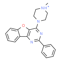 ChemSpider 2D Image | 1-Methyl-4-(2-phenyl[1]benzofuro[3,2-d]pyrimidin-4-yl)piperazin-1-ium | C21H21N4O
