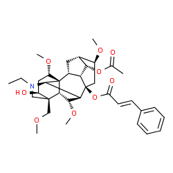 ChemSpider 2D Image | (1alpha,3beta,6alpha,14alpha,16beta)-14-Acetoxy-20-ethyl-3-hydroxy-1,6,16-trimethoxy-4-(methoxymethyl)aconitan-8-yl (2E)-3-phenylacrylate | C36H49NO9