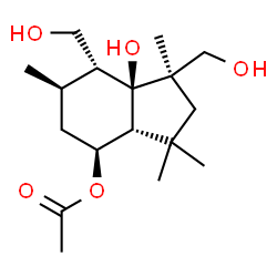 ChemSpider 2D Image | (1R,3aR,4S,6R,7R,7aR)-7a-Hydroxy-1,7-bis(hydroxymethyl)-1,3,3,6-tetramethyloctahydro-1H-inden-4-yl acetate | C17H30O5